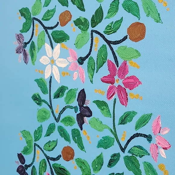 "Abide" original art hand painted Bible verse flowers acrylic canvas wall decor - Picture 5 of 7